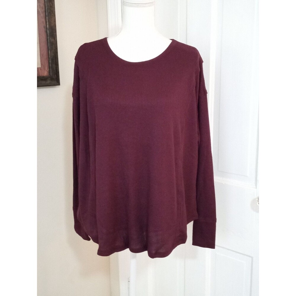 Women’s Crew-Neck Long Sleeve Top, KNOX ROSE (Size S / 4-6) "DARK PURPLE" ~ NEW - Picture 9 of 9